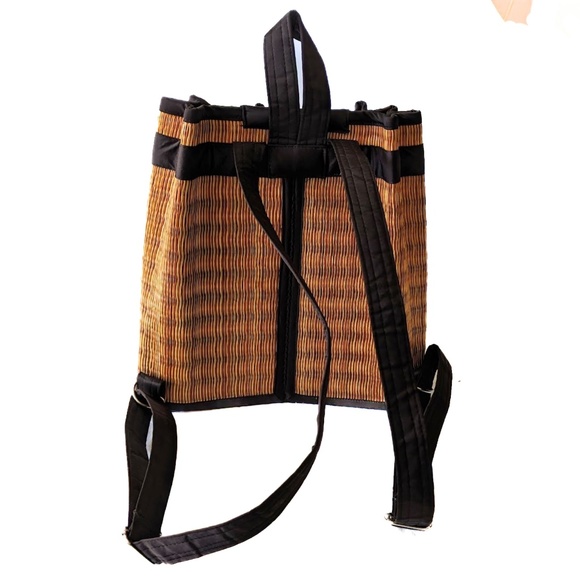 Baskets of Cambodia backpack. Drawstring closure, bucket style bag. - Picture 2 of 4